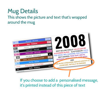 Personalised 16th Birthday Gift Mug Of 2008 Music, 2 of 6