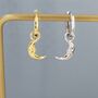 Sterling Silver Moon Face Hoop Earrings, thumbnail 6 of 12
