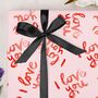Three Sheets Of I Love You Wrapping Paper, thumbnail 1 of 2