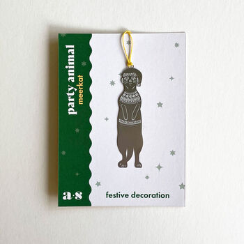 Meerkat Party Animal Christmas Tree Decoration, 3 of 5