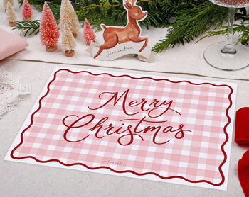 Christmas Placemats With Pink Gingham Design, 2 of 3
