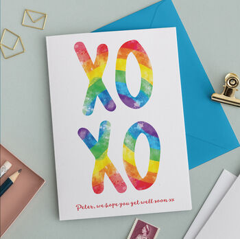 Xo Xo Rainbow Card Can Be Personalised, 2 of 5