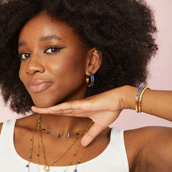 Sophie Blue Gold Chunky Earrings, 2 of 2
