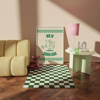 Retro Funny Kitchen Be A Good Egg Checkered Print, 6 of 9