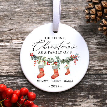 Personalised First Christmas As A Family Ornament With Names, 5 of 6
