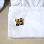 Geometric Grid Cufflinks 316 L Stainless Steel Modern Silver Design Gift, thumbnail 3 of 6