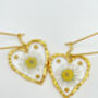 Heart Earrings With Daisies And Gold Beads, thumbnail 2 of 12