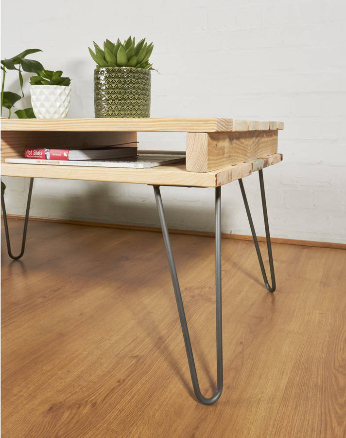 Reclaimed Pallet Wooden Coffee Table Hairpin Legs By Sunnyside