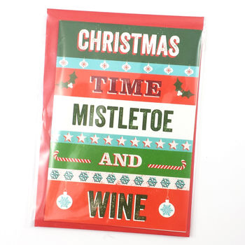 'Mistletoe And Wine' Retro Christmas Card, 2 of 3