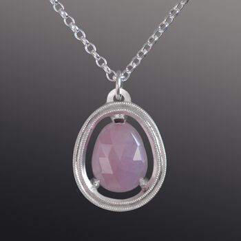 Pink Sapphire Necklace In Sterling Silver, 3 of 6