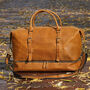 Front Straps Vintage Look Leather Weekender, thumbnail 2 of 12