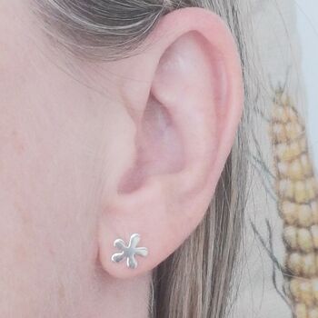 Sterling Silver 50th Birthday Flower Ear Studs, 2 of 6