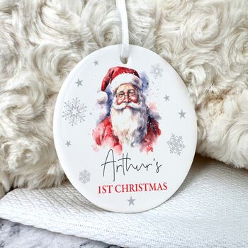 Traditional Santa Any Message Ceramic Disc Hanging Decoration Bauble + Gift Box, 6 of 7