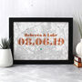Personalised Map Print With Date In Copper Or Gold Foil, thumbnail 2 of 6