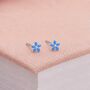 4mm Sterling Silver Blue Forget Me Not Stud Earrings, thumbnail 1 of 4