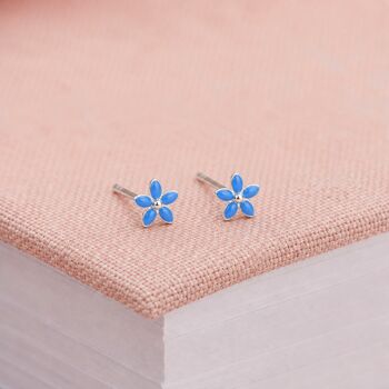 4mm Sterling Silver Blue Forget Me Not Stud Earrings, 3 of 5