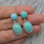 Blue Turquoise Silver Earrings: December Birthstone, thumbnail 3 of 7