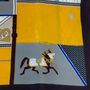 Yellow Patchwork Horse Print Scarf, thumbnail 1 of 4