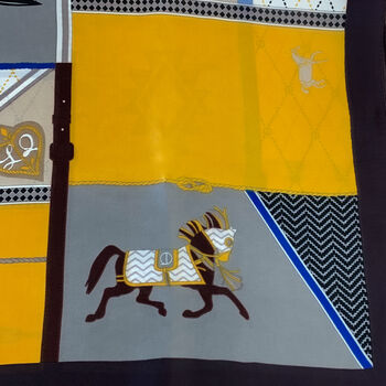Yellow Patchwork Horse Print Scarf, 4 of 4