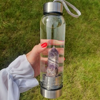 Amethyst Crystal Glass Water Bottle Clarity And Calm, 5 of 6