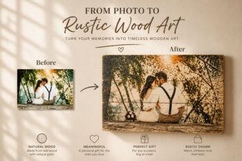 Personalised Wood Photo Print – Custom Wedding Photo On Wooden Planks, 6 of 7