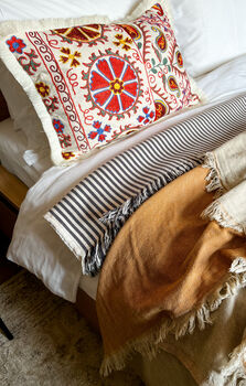 Puglia Cotton And Linen Modern, Double Sided Blanket Mustard, 2 of 6