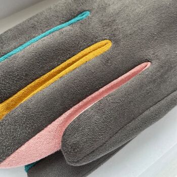 Soft Grey Fabric Winter Gloves With Touchscreen Finger, 6 of 10