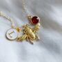 Personalised Gold Bee Initial And Birthstone Necklace, thumbnail 6 of 7