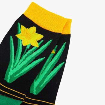 Men's Welsh Daffodil Floral Print Bamboo Socks, 3 of 4