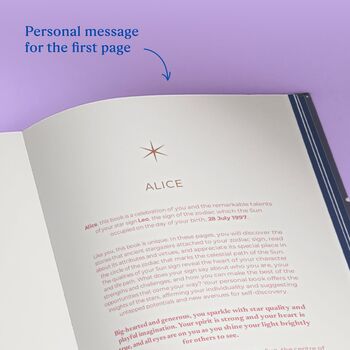Leo Star Sign Gift Personalised Astrology Zodiac Book, 3 of 8