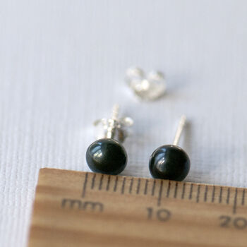 Black Freshwater Pearl Sterling Silver Stud Earrings, 4 of 10