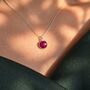 925 Sterling Silver Round Ruby July Necklace, thumbnail 2 of 5