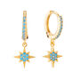 Cosima Turquoise Gold Star Huggie Earrings, thumbnail 1 of 2