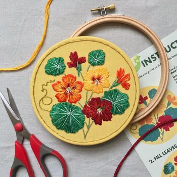 Nasturtium Floral Embroidery Kit, 6 of 8