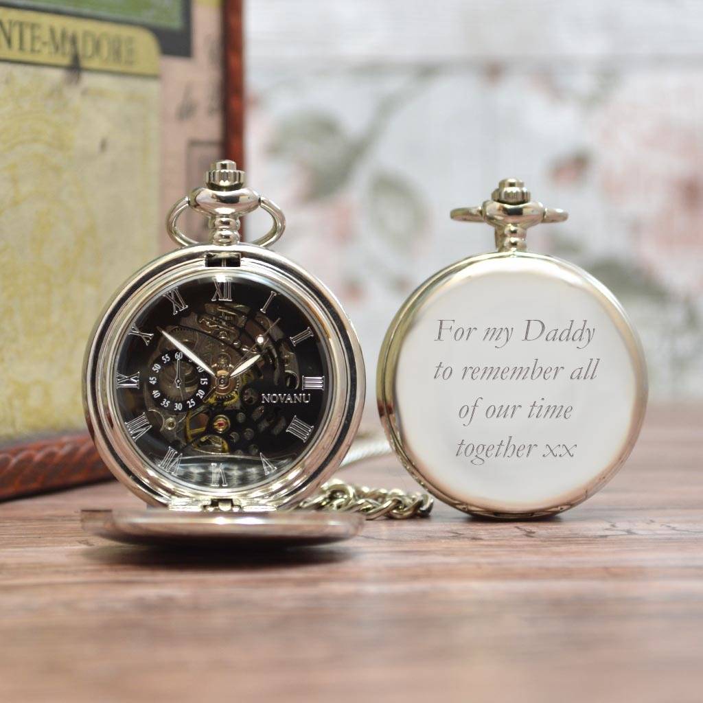 Engraved Pocket Watch With Roman Numerals, 1 of 6