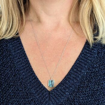 'The Rectangle' Labradorite Sterling Silver Necklace, 6 of 9