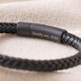Men's Personalised Leather Bracelet With Matt Clasp, thumbnail 5 of 10