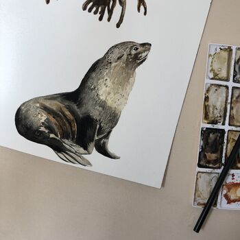 Seal Personalised Watercolour Fine Art Print, 4 of 5
