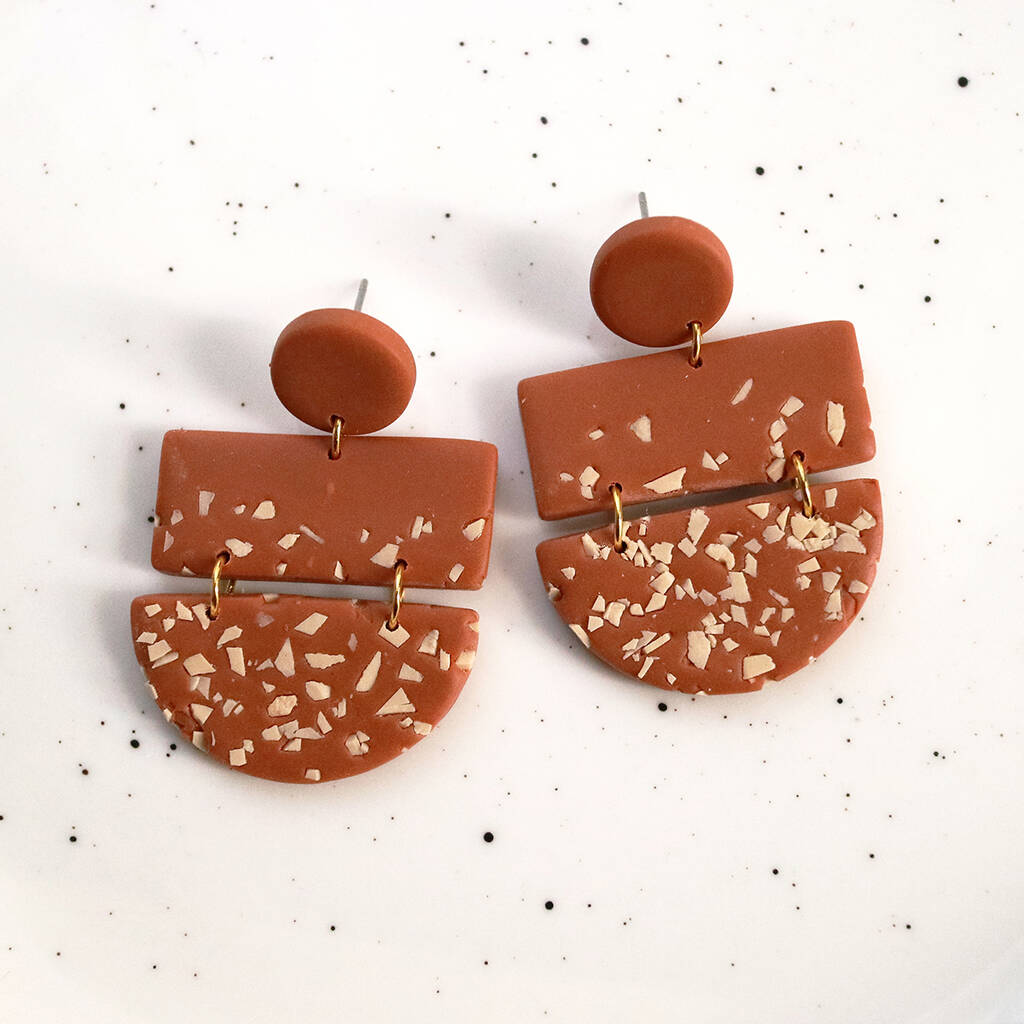 Salted Caramel Clay Earrings, Statement Dangle Earrings By By Coya ...