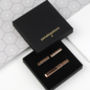 Personalised Rose Gold Tie Slide And Bar Cufflinks Set, thumbnail 8 of 9