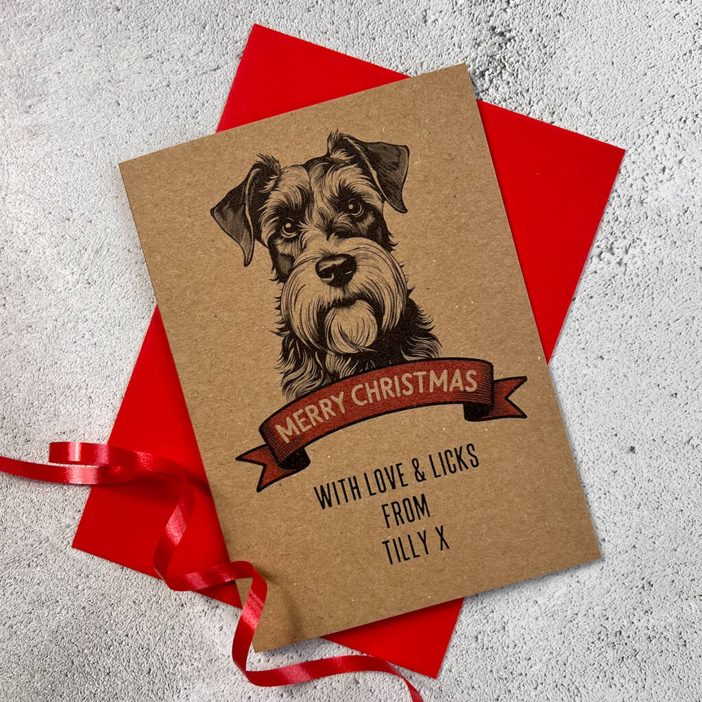 Personalised Schnauzer Dog Portrait Christmas Card By Adam Regester Design