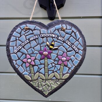 Personalised Inspiration Mosaic Hanging Slate Heart, 2 of 3