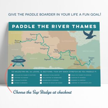 Gift For Paddleboarders – River Thames Map Art Print, 4 of 10