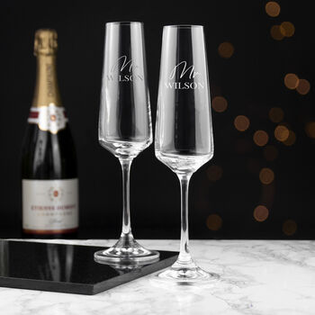 Personalised Couples' Champagne Flute Set, 4 of 4