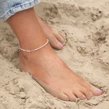 Sterling Silver Popcorn Chain Anklet, 3 of 5