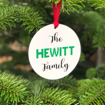 Family Name Christmas Tree Decoration Bauble, 5 of 8