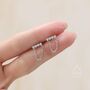 Cz Horizontal Bar Chained Stud Earrings Sterling Silver, thumbnail 4 of 11