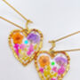 Real Pastel Colour Flowers Heart Drop Earrings Hand Made, thumbnail 2 of 8