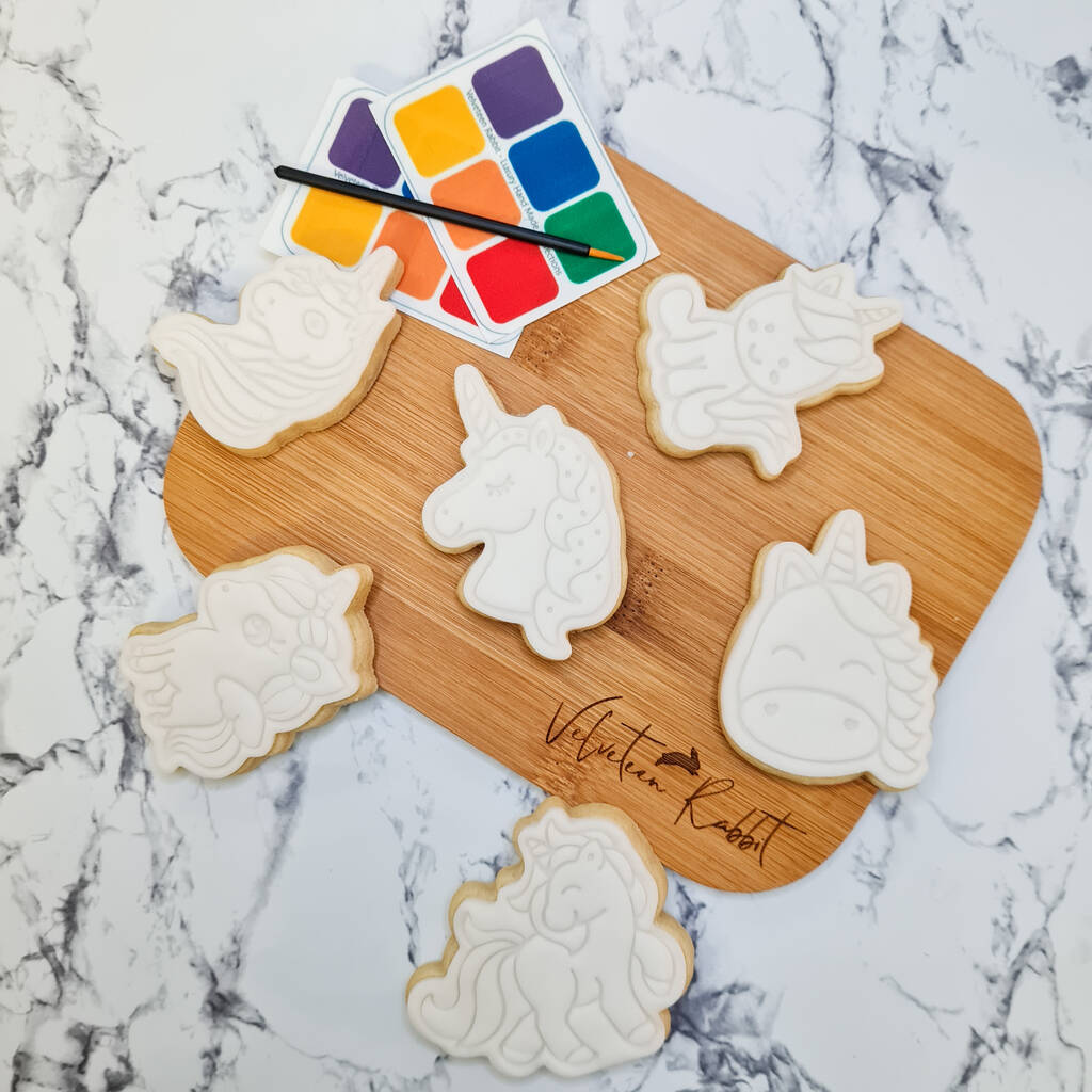 Unicorn Paint Your Own Cookies Gift Set, Six Biscuits By Velveteen