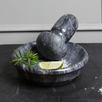 Marble Flat Pestle And Mortar. Two Sizes Available, 2 of 5